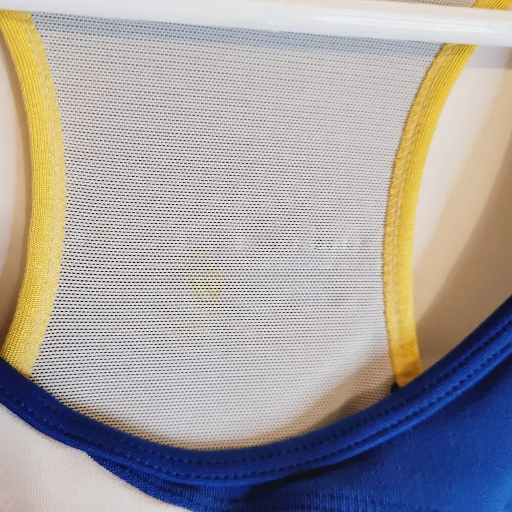Nike white and blue athletic racer back tank top Size 10 Cheer Active Gym
